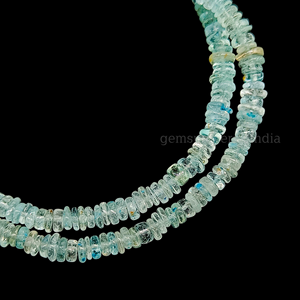 Collier Heishi lisse de pierres précieuses d'aigue-marine, collier de perles avec fermoir en argent sterling 925, cadeau de perles de pneu lisse d'aigue-marine - Product Image 4