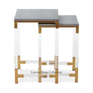 Juego de 2 tamaños diferentes de metal acrílico y material de madera mesas laterales decorativas de lujo último diseñador decoración del hogar mesas de café - Product Image 1