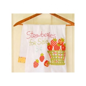 2024 imprimé solide bleu foncé couleur haute qualité à la mode brodé durable 100% coton biologique GOTS cuisine Golf ensembles de serviettes - Product Image 2