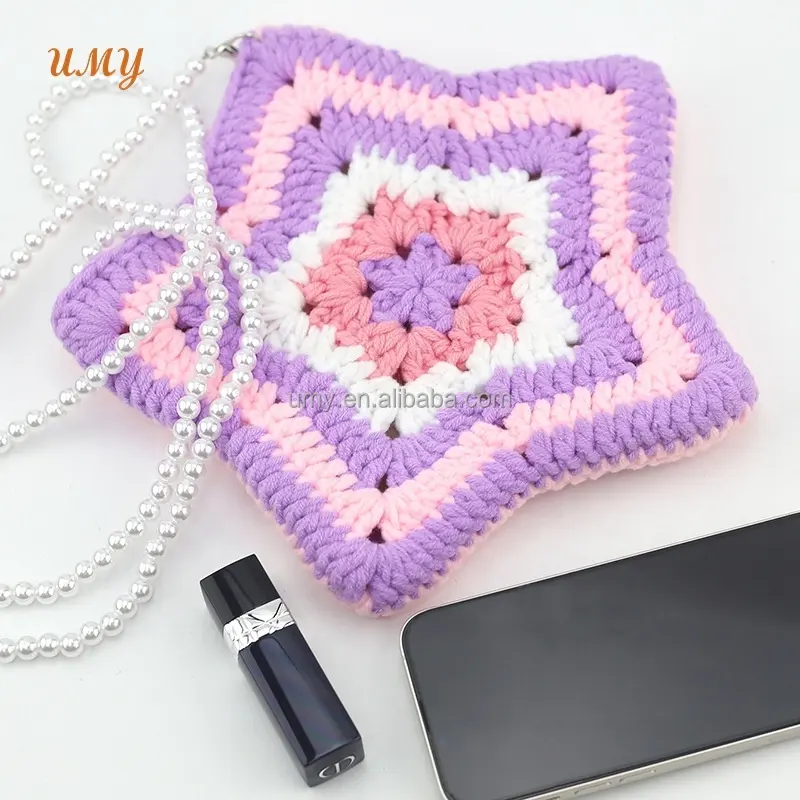 Tùy Chỉnh Hoàn Thành Crochet Hình Dạng Ngôi Sao Túi Phụ Nữ Nhỏ Của Vai Túi Xách Ly Ly Ly Ly Ly Tote Túi Bán Buôn Cho Cô Gái Phụ Nữ