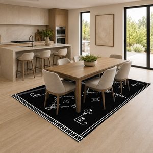 <b>RUGS</b> DEPOT LXDP-0840 Wholesale Black Charcoal Designer Pattern Digital Printed Machine Washable Chenille Area <b>Rug</b> <b>Non</b> <b>Slip</b> - Product Image 4