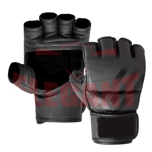 Guantes de MMA para UFC, de Cuero Negro, con Acolchado, Protección de Tobillos y Dedos, para Entrenamiento de Kickboxing y Muay Thai - Product Image 1