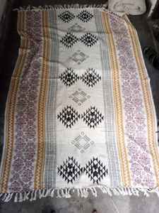 Jeté d'hiver en coton doux de luxe fait main 2025 avec des glands, écologique, léger, imprimé en bloc, jetés de canapé - Product Image 4