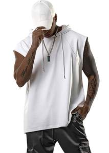 Vente chaude hommes Fitness gilet Style européen américain Gym entraînement à capuche sans manches débardeurs - Product Image 3