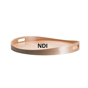 Nouveau plateau de service en bois imprimé avec un design élégant, bordure noire et poignées en bois, idéal pour les célébrations royales - Product Image 2