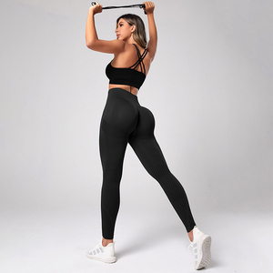 Las mallas de yoga para gimnasio de cintura alta para mujer más vendidas, ropa de entrenamiento informal de realce de tela de LICRA transpirable cómoda - Product Image 6