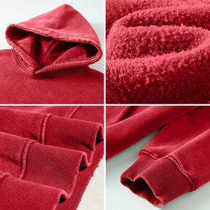 Sudadera con Capucha Extra Grande de Algodón y Felpa, Personalizable, con Patrón Sólido, Bordado, Cuello Alto, Tela Lavada al por Mayor - Product Image 6