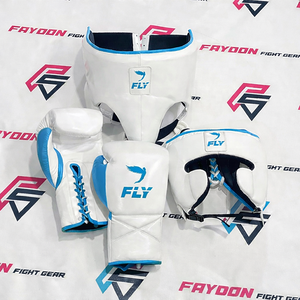 Guantes de Boxeo de Cuero de Alta Calidad, Color Blanco y Naranja, Marca Fly Pro, para Sparring y Entrenamiento, con Cordones - Product Image 3