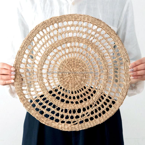 Napperons en jonc de mer multifonctionnels tissés à la main 38cm | Napperons en jonc de mer pour le dîner | Paniers muraux pour la décoration de la maison - Product Image 6