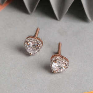 NOVAMART Fine 925 Sterling Silver Heart Solitaire <b>Stud</b> <b>Earrings</b> Trendy Rose Gold Screw Back Engagement Pear Cut Diamond Wholesal - Product Image 2