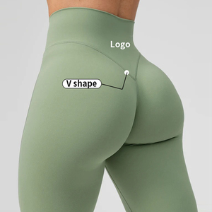 Nueva llegada de las señoras de cintura alta gimnasio Fitness Yoga Leggings personalizado Spandex Nylon con pantorrilla recortada malla pantalones estilo de bolsillo Pantalones - Product Image 2