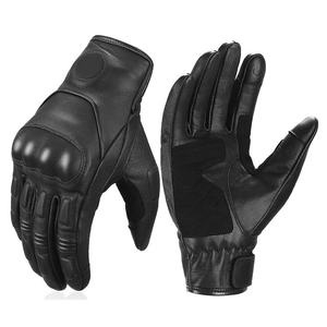 Knuckle Protection Touch Screen Leather Winter Custom Motorbike Full Finger Gloves Motorcycle Auto Racing Wear Black Unisex - Product Image 1