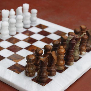 24 jeux d'échecs en marbre de 12 pouces, ensemble de planche d'échecs en marbre de 14 pouces, boîte en velours et en Onyx - Product Image 1