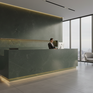 OEM sâu màu xanh lá cây đá cẩm thạch phong cách Đá Nhân Tạo slab cao cấp cararra thạch anh Countertop cho nhà bếp đảo phòng tắm bảng Top - Product Image 3