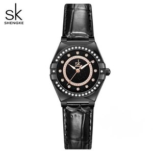 Shengke K0191 nouveauté bracelet en cuir femme montre haut de gamme dames montres à Quartz mode femme diamant Omegable Style - Product Image 3