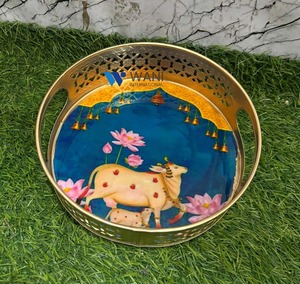 Bán Buôn Bò Khay Với Lọ Đặt Ủng hộ Đám Cưới Diwali Trang Trí Món Quà Công Ty Ấn Độ Phục Vụ Khay - Product Image 3