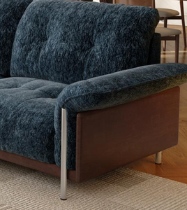Sofá de tela verde de estilo moderno de mediados de siglo con respaldo capitoné y brazos acolchados para sala de estar - Product Image 2