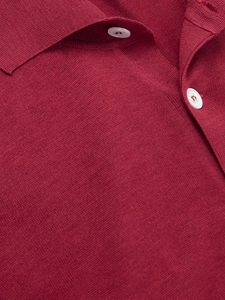 เสื้อโปโลผ้าฝ้าย100% ของผู้ชายแบบใหม่สีแดงสำหรับฤดูร้อน - Product Image 4