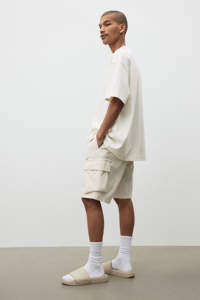 Short en coton beige clair pour hommes avec impression de logo personnalisé Vente en gros Prix pas cher Motif solide avec poche zippée - Product Image 4