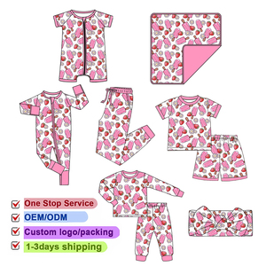 カットプリント新デザインベストセラーベビー服2ウェイブランドジッパーYKK 0-3mベビーフーティパジャマコンバーチブル2ピース - Product Image 1