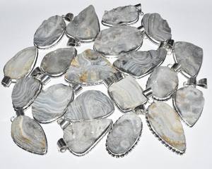 Venta al por mayor Lote de colgantes de plata esterlina 925 étnicos hechos a mano Piedra preciosa Druzy del desierto natural para regalo de aniversario de fiesta de boda - Product Image 1