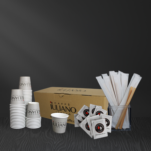 Kit d'accessoires pour café sans sucre Caffe Italiano, 100 tasses, sachets de sucre, agitateurs - Product Image 1