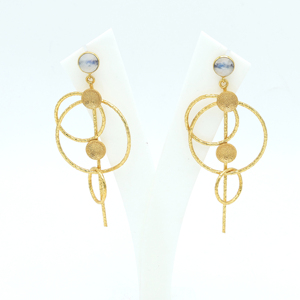 Pendientes colgantes de moda Dua Rainbow Moonstone chapados en oro de 18 quilates, de latón, para boda, joyería artesanal etérea para mujer - Product Image 4