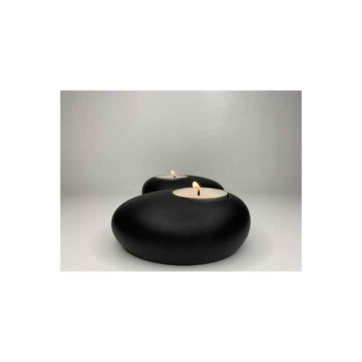 Stone Look Concrete 2-Piece Black Candle Holder