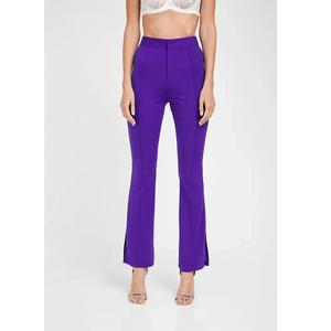 กางเกงขายาวสำหรับผู้หญิงผ้าคอตตอนผสมเข้ารูปด้านหน้าเรียบตรงยาวถึงพื้นระบายอากาศเป็นมิตรต่อสิ่งแวดล้อม - Product Image 3