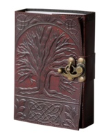 Journal de notes antique en cuir véritable gaufré grand arbre de vie fait à la main avec des pages blanches vierges en laiton antique C-Lock