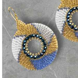 ต่างหูลูกปัดแก้วทันสมัยดีไซน์เทอร์ควอยซ์ขอบเรียงเป็นเอกลักษณ์ของขวัญจากงานหัตถกรรม - Product Image 1