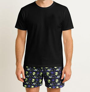 Ensemble de t-shirts respirants pour hommes 100% coton imprimé tout match avec short ensemble court d'été en gros - Product Image 2