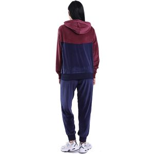 Top venta de las mujeres nueva moda Casual media cremallera deportes Sudadera con capucha pantalones de chándal cálido contraste Panel chándal - Product Image 2