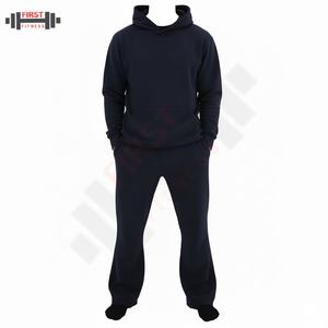 Ensemble survêtement personnalisé en coton 100% avec poches, lavage à l'acide et strass, style luxueux pour homme, sweat-shirt et pantalon de survêtement d'hiver - Product Image 1