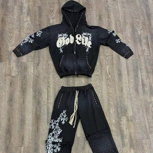 Custom Mens Stacked Flare Track suits Acid Wash Vintage Hoodies Unisex Flared <b>Sweatpants</b> <b>Set</b> Winter Tracksuits for Women Clothes - Product Image 1