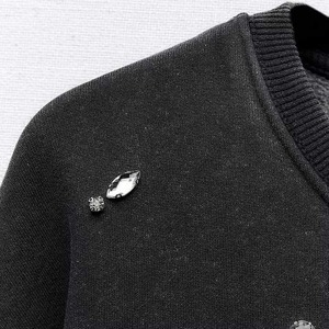 Sweat-shirt en molleton doublé thermique de haute qualité pour femme, à manches longues et col rond, avec imprimé perles sur le devant, idéal automne/hiver - Product Image 6