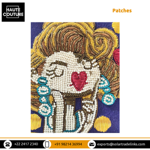 Venta caliente cuentas de calidad superior y lingotes 9X10 Cms forma rectangular bordado a mano parches de niña de dibujos animados hechos a mano para la venta - Product Image 6