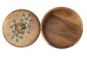 Bol de service à salade et fruits en bois d'acacia antique vaisselle écologique en bois de mouton de dernière conception pour table Falak World Export - Product Image 6