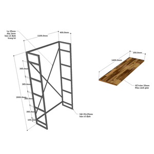 Estante Decorativo de 5 Niveles con Estructura de Hierro y Madera de Acacia KS68174, Tipo Vertical para Instalar en la Sala de Estar - Product Image 4
