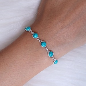 Turquoise Gemstone <b>Bracelet</b> Jewelry For <b>Women</b> <b>Silver</b> Boho Style Jewelry 925 <b>Sterling</b> <b>Silver</b> Trending Handmade <b>Bracelet</b> Gift For - Product Image 3