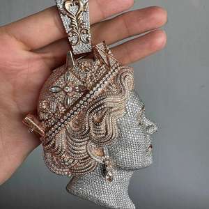 Pendentif en cristal rond VVS, strass, bijoux hip-hop mignons, plaqué or, cadeau de mariage unisexe, argent sterling 925 - Product Image 1