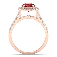 Bague Halo en Or Massif 14K avec Diamant Naturel et Pierre Précieuse Grenat, Certifiée IGI, Bijoux Fins, Prix d'Usine REYES