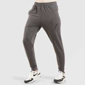 Pantalones Harem Transpirables de Felpa Terry para Entrenamiento, Color Gris, Cintura Media, Cierre Elástico, Lavado con Efecto Arrugado - Product Image 1
