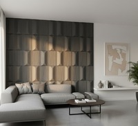 Nouvelle vision pour les panneaux muraux rectangulaires en pierre artificielle texturée gris foncé Glam |   Léger et durable pour la maison et le bureau
