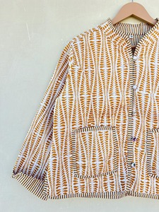 Chaqueta acolchada de algodón con estampado de bloque de mano reversible transpirable Chaqueta corta de algodón - Product Image 5