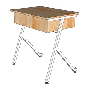 Single Natural Wood <b>Study</b> <b>Desk</b> with Drawers Iron Legs School Furniture-PSD033 - Product Image 4