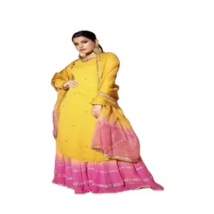 Pakaian Pesta Sharara Salwar Setelan dengan Pekerjaan Bordir Berat Wanita Sharara Jenis Koleksi Harga