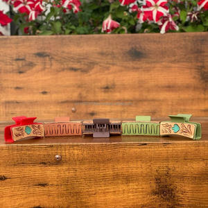 New Arrival Hot Selling Western Stylish Handmade Tooled Engraved Leather <b>Hair</b> <b>Claw</b> <b>Clips</b> Leather <b>Claw</b> <b>Hair</b> Accessories for Women - Product Image 5