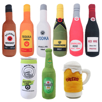 Jouet à mâcher créatif en forme de bouteille en peluche avec couineur Conception personnalisée Bouteille de vin Bière Chien Jouets grinçants