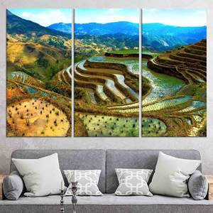 Toile d'art sur les terrasses de rizières de Banaue aux Philippines : décoration murale imprimée en 3D, lot de 3 toiles - Product Image 1